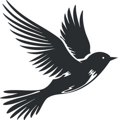 Obraz premium Elegant bird silhouette in flight for nature-themed designs and decorations.