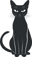 Elegant black cat silhouette illustration for decorative and design purposes.