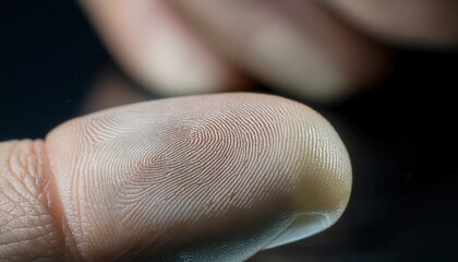 Fototapeta premium Close-Up of a White Fingerprint on Black Surface
