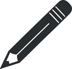 Simple black and white pencil icon for design and educational use.