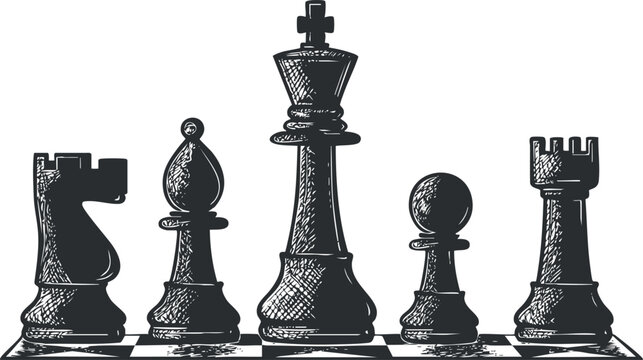 Vector illustration of chess pieces for strategy games and intellectual challenges.