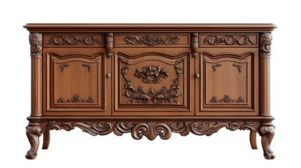 antique wooden cabinet , wooden chest , furniture isolated on white background , transparent png 