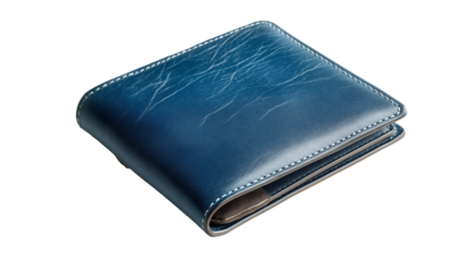 blue leather wallet isolated on white background , transparent png 