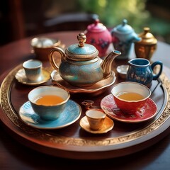 Fototapeta premium Tiny Tea Party Delight with Bright Colors and Mini Details