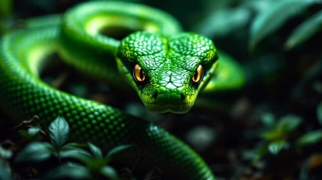 green snake on a branch
