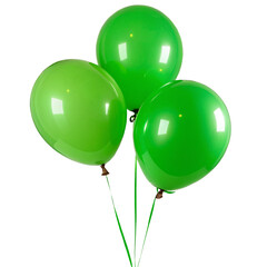 Green balloons isolated on transparent background