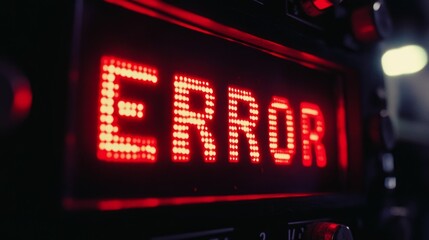 Obraz premium Glowing red ERROR text on vintage computer monitor