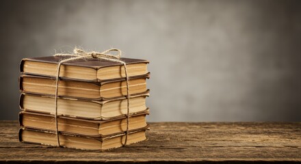 Stack of Vintage Books Tied with Twine