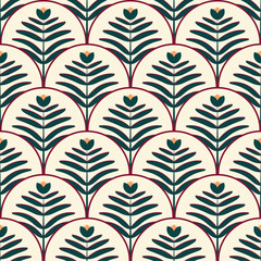 seamless floral pattern abstract background traditional art deco fan pattern for fabric surface design packaging vector illustration