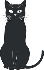 Obraz premium Stylized black cat silhouette illustration with minimalist features, ideal for creative design projects.