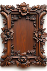 Wooden frame carved with floral ornaments showing artistic craftsmanship
