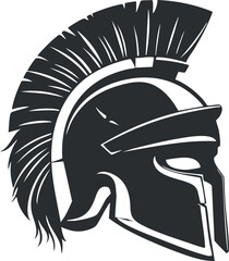 Vector illustration of a Spartan helmet silhouette, symbolizing strength and ancient warrior heritage.