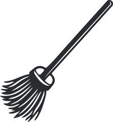Naklejka premium Black and white illustration of a mop used for cleaning and housekeeping purposes.