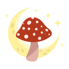 Mushroom with moon background