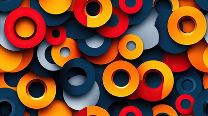 Collection of different colored circles arranged together in a playful and vibrant display creating a dynamic visual experience