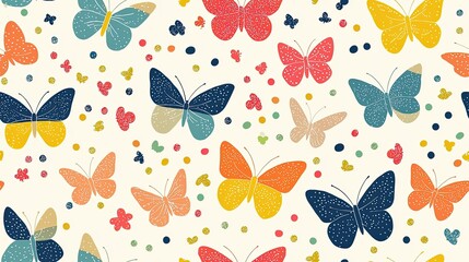 Colorful butterfly pattern with various shades and designs creating a vibrant and eye-catching decorative art piece for nature lovers