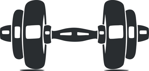 Silhouette of a dumbbell, symbolizing fitness, strength training, and exercise equipment for workouts.