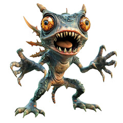 Obraz premium A 3D Cartoon Character with Awe-Inspired Expression and Big Mouth Isolated on Transparent Background