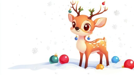 Fototapeta premium Cute Cartoon Christmas Deer