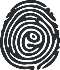 Fototapeta premium Black and white fingerprint illustration symbolizing identity and security in a digital context.