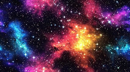 Fototapeta premium Colorful nebula surrounded by bright stars creating a stunning cosmic scene filled with mystical colors and deep space wonders