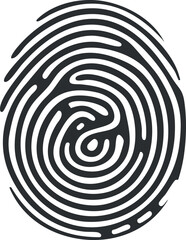 Fototapeta premium Black and white illustration of a fingerprint, representing identity and biometric security.
