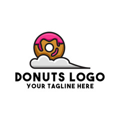 Delicious donut logo floating on a cloud
