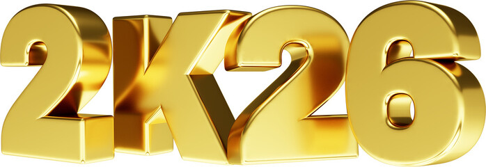 selo 3d dourado 2026 feliz ano novo textura de ouro metalizado 