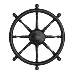Naklejka premium Black Ship Wheel Isolated