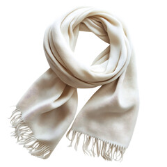 A Luxurious Cashmere Scarf in Soft Cream Isolated on Transparent Background
