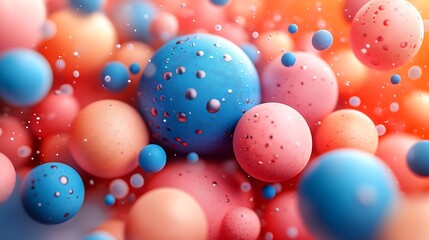 Abstract 3D Environment with Floating Blue and Pink Spheres
