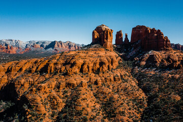 light hitting the red rocks of arizona