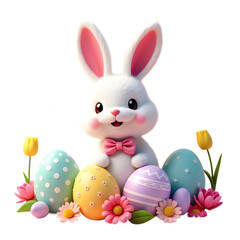 Obraz premium easter bunny with easter eggs