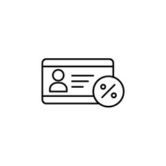 Fototapeta premium Membership Discount Card with Percentage Icon in Simple Style 