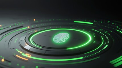 Green Fingerprint Biometric Scan.