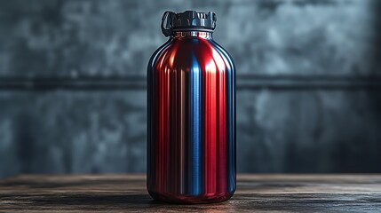 Obraz premium Minimalist 3D Render of Aluminium Bottle with Colorful Stripes
