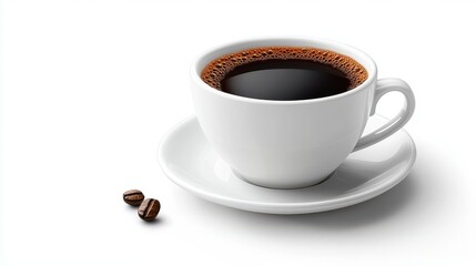 Fototapeta premium black coffee in white coffee cup isolated,cartoon illustration style