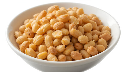 Peanut bowl isolated on transparent background, ideal for food packaging, snack branding, and healthy lifestyle visuals. High-resolution PNG for culinary and digital designs.