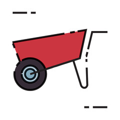 Vector illustration of a red wheelbarrow with a simple design.