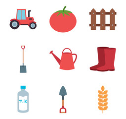 Farm vector icon set with white background