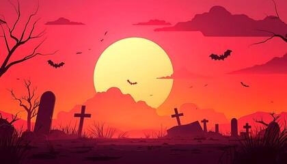 Halloween Cemetery Sunset