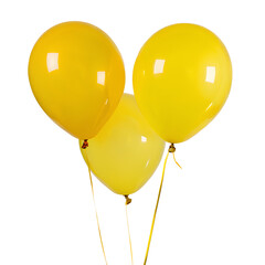 Yellow Balloons Isolated on Transparent Background