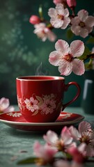Fototapeta premium coffee cup in red