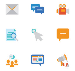 Set of social media vector icons with a white background