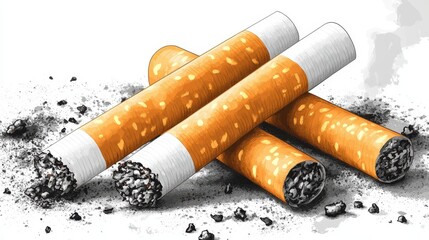 cigarette isolated,cartoon illustration style