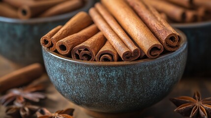 cinnamon sticks in a bowl