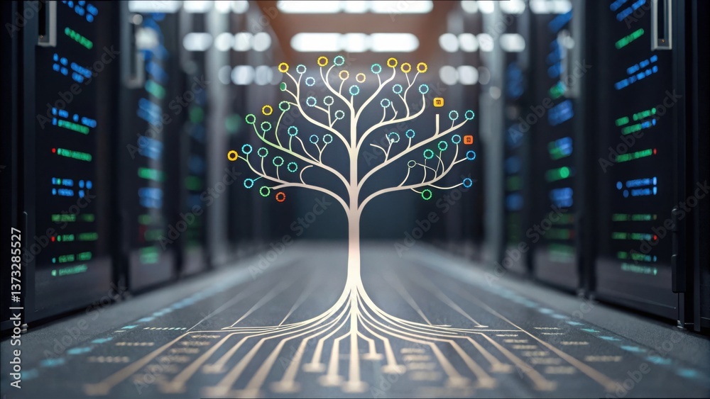 Poster Digital Tree Growing from Code with Roots in AI Technology