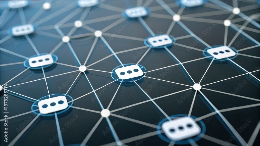 Poster Abstract Network Connection with Bubble Icons and Lines
