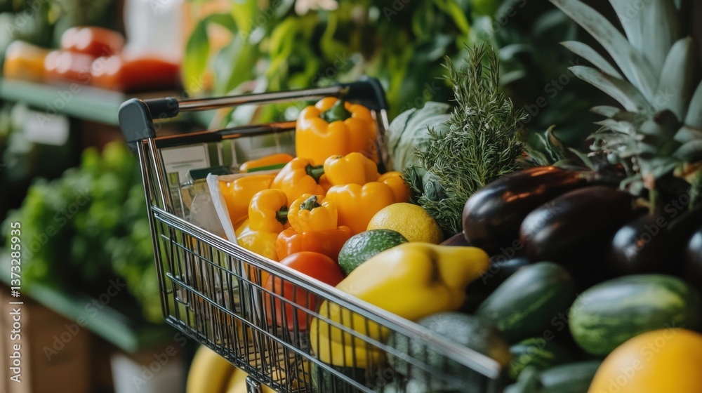 Poster Grocery shopping app interface displaying modern design elements and features for user-friendly shopping experience Generative AI