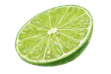 Slice of lime isolated on transparent background - generated by ai